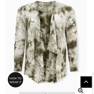 🆕2X SUPER SOFT OLIVE GREEN TIE-DYE DRAPE FRONT CARDI
